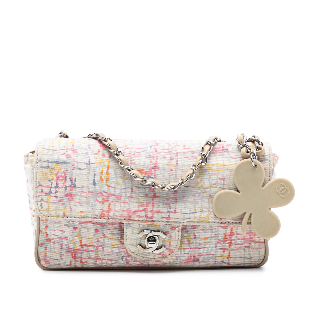 Pre-Loved Chanel Small Printed Canvas Watercolor Clover Flap